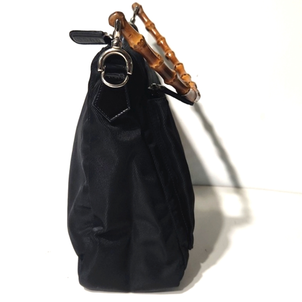 GUCCI Authentic Bamboo Black Classic Nylon Shoulder Bag 000 2058 0509 EUC!! - Picture 10 of 16